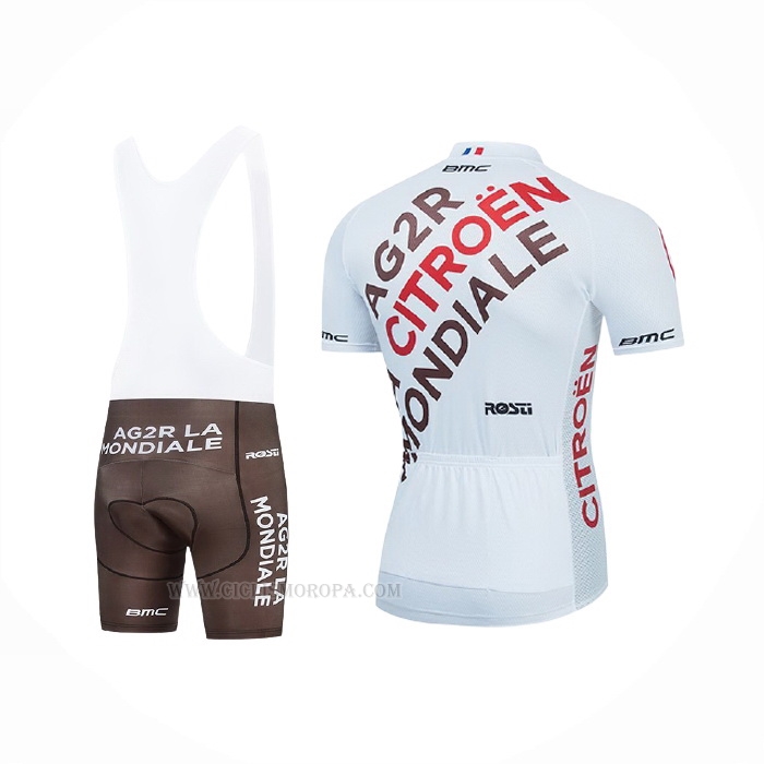 2021 Ropa Ciclismo Ag2r La Mondiale Marron Amarillo Mangas Corta y Culotte Corto